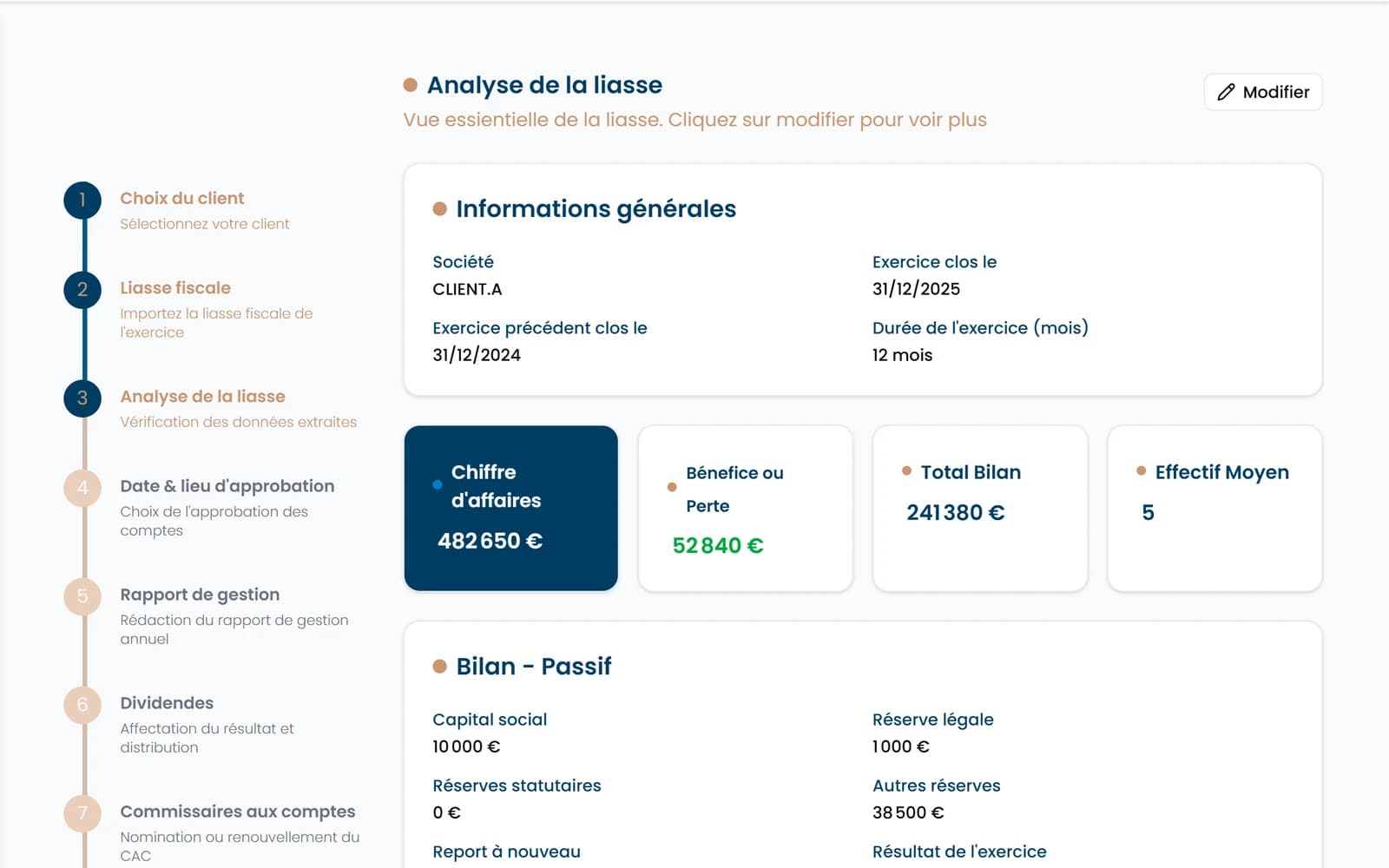 Import de la liasse fiscale de l'exercice dans le parcours d'approbation des comptes